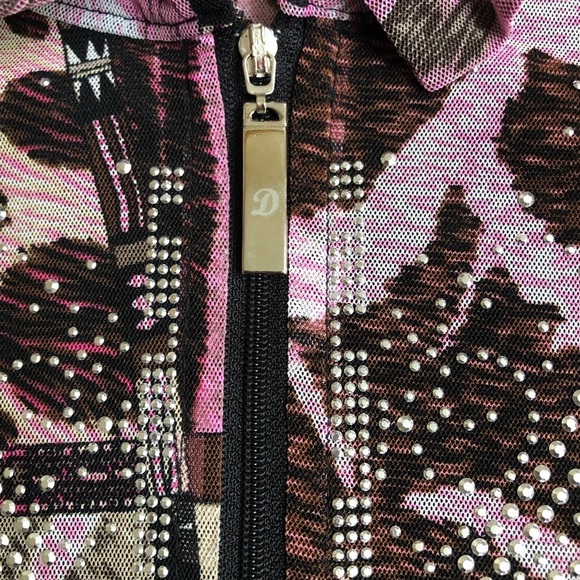 Damee Inc 2 Piece Embellished Jacket & Top Set Pink Animal Print  Women’s Small - Picture 6 of 16